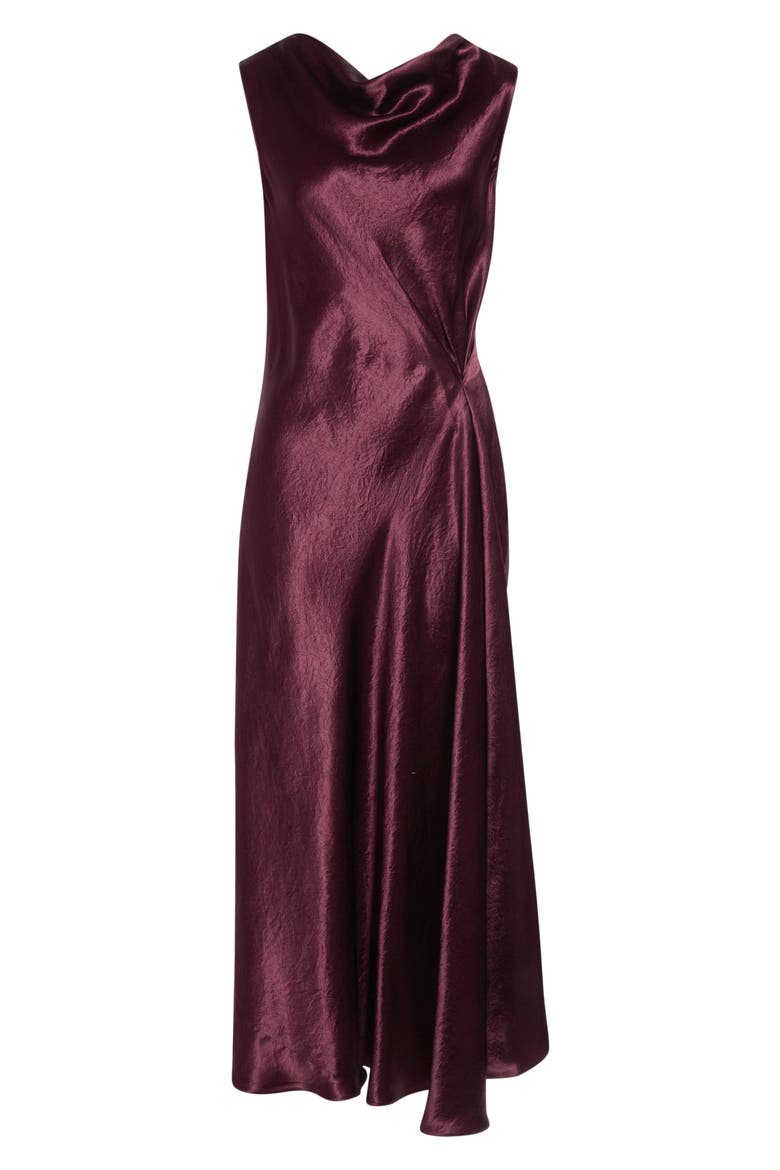 Cowl Neck Asymmetric Dress, Alternate, color, BORDEAUX