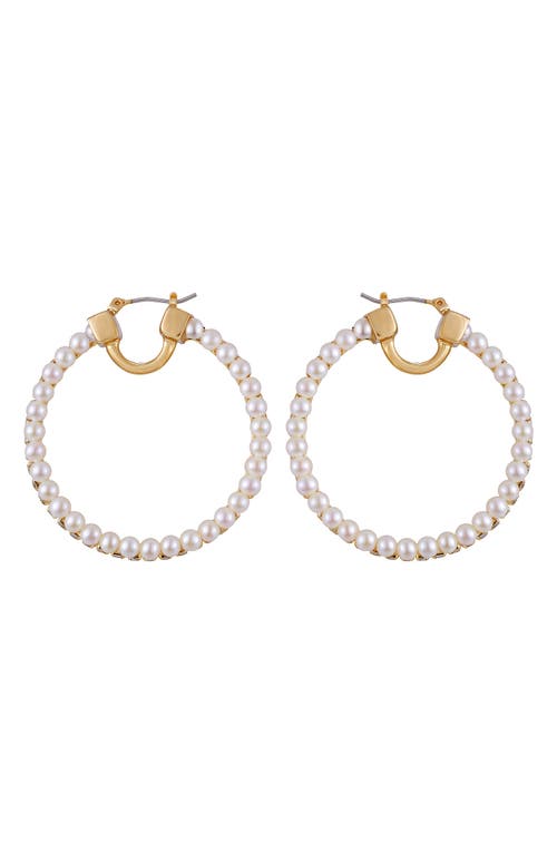 Vince Camuto Pavé Crystal & Faux Pearl Hoop Earrings In Gold