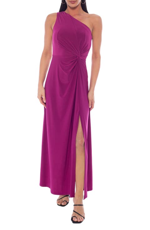 One-Shoulder Front Twist A-Line Gown