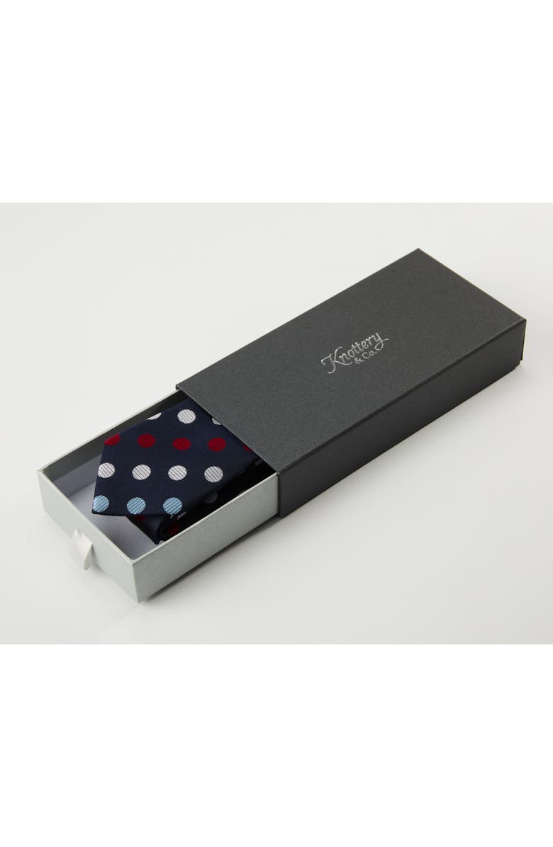 Knottery & Co Polka Dot Silk Jacquard Tie, Alternate, color, Tri Color - Navy