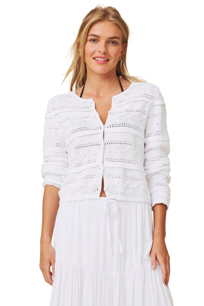 Giovanna Open Stitch Cardigan, Alternate, color, WHITE