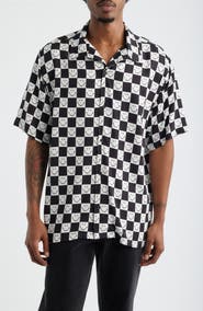 MARKET SMILEY® Checkerboard Print Camp Shirt