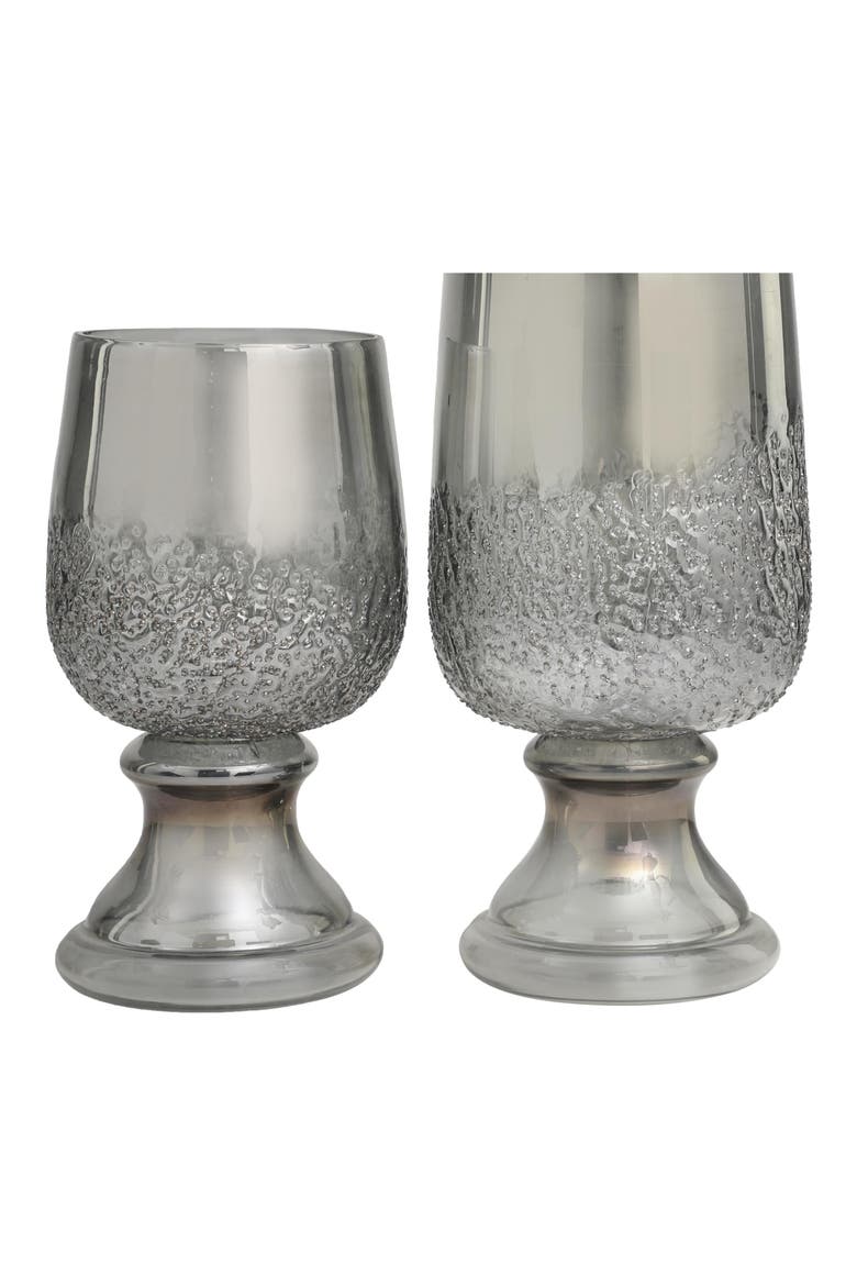 Set of 2 Modern Glass Candleholders, Alternate, color, GRAY