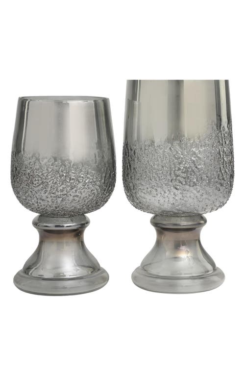Vivian Lune Home Set Of 2 Modern Glass Candleholders In Gray