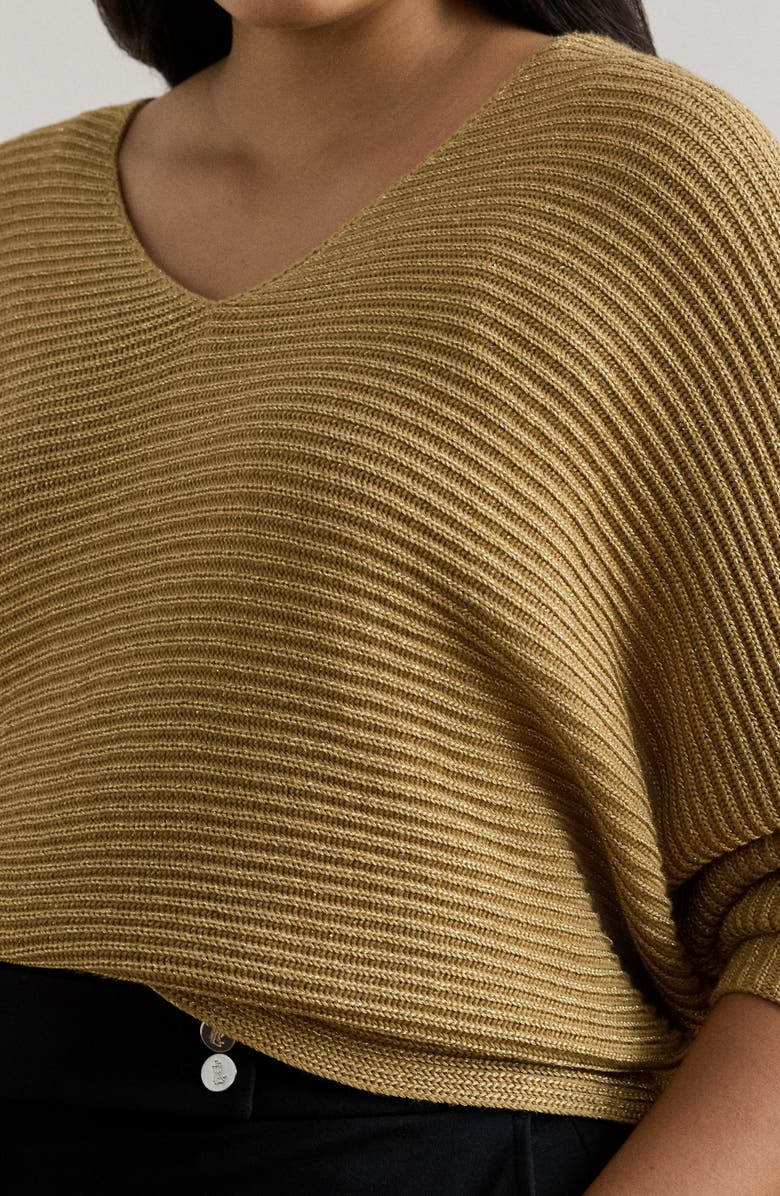 Lauren Ralph Lauren Metallic Dolman Sweater, Alternate, color, Relic Gold Metallic