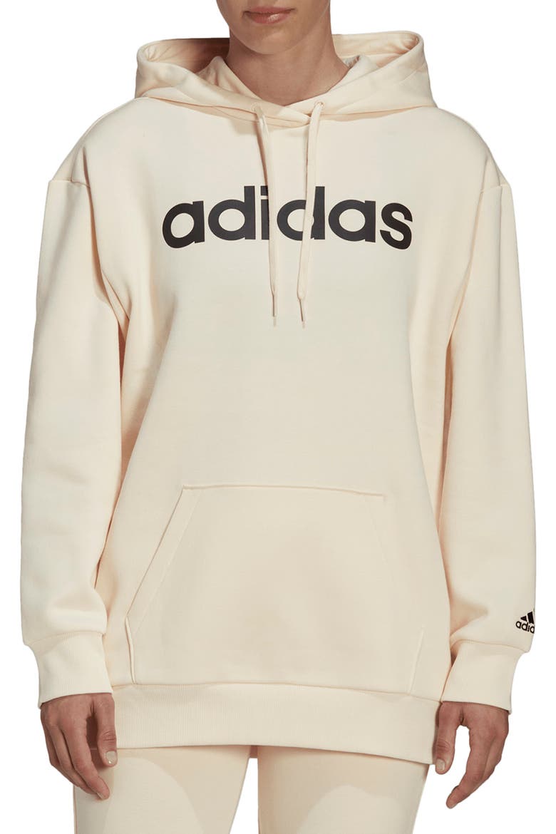 Drawstring Logo Hoodie, Main, color, ECRU TINT/ BLACK