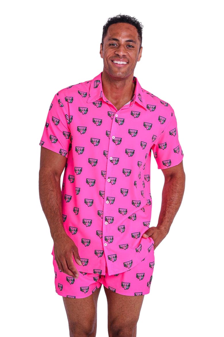 Baewatch Men's Short Sleeve Shirt, Alternate, color, Pink