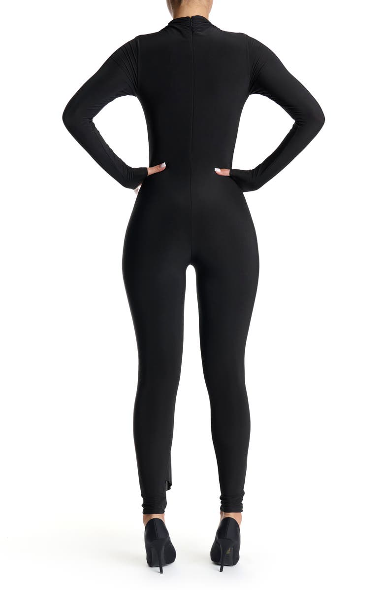 Naked Wardrobe Hourglass Tie Waist Long Sleeve Jumpsuit, Alternate, color, 