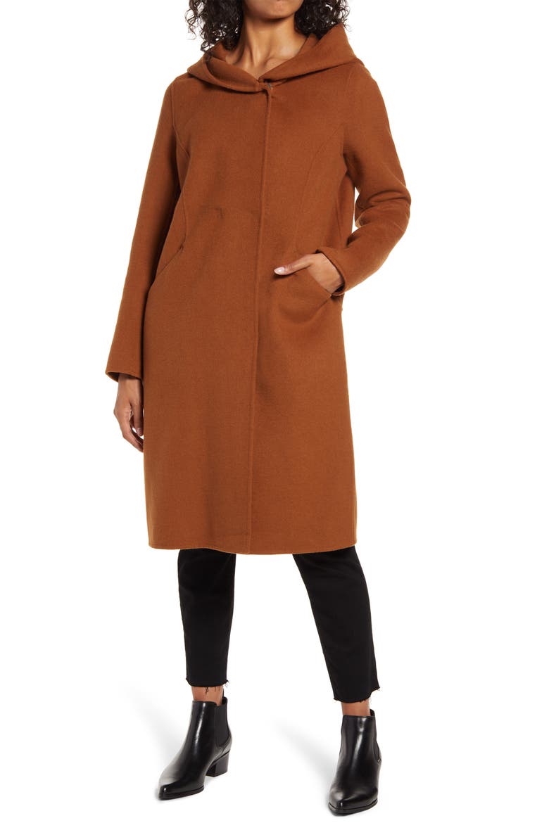 Wool Blend Hooded Duffle Coat, Alternate, color, VICUNA