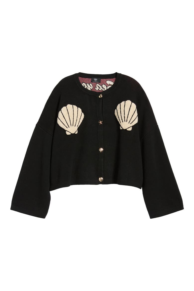 Sea You Later Boxy Seashell Cardigan, Alternate, color, BLACK SEASHELL