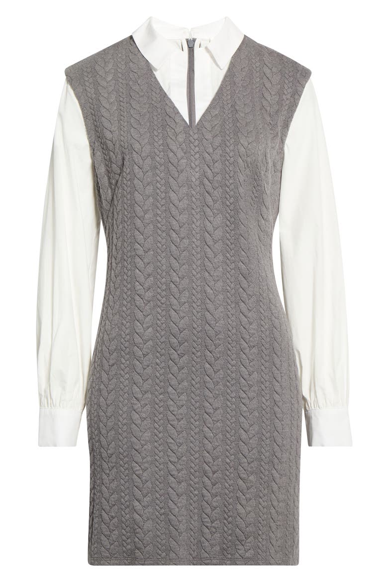 Long Sleeve Twofer Shirtdress, Alternate, color, GREY