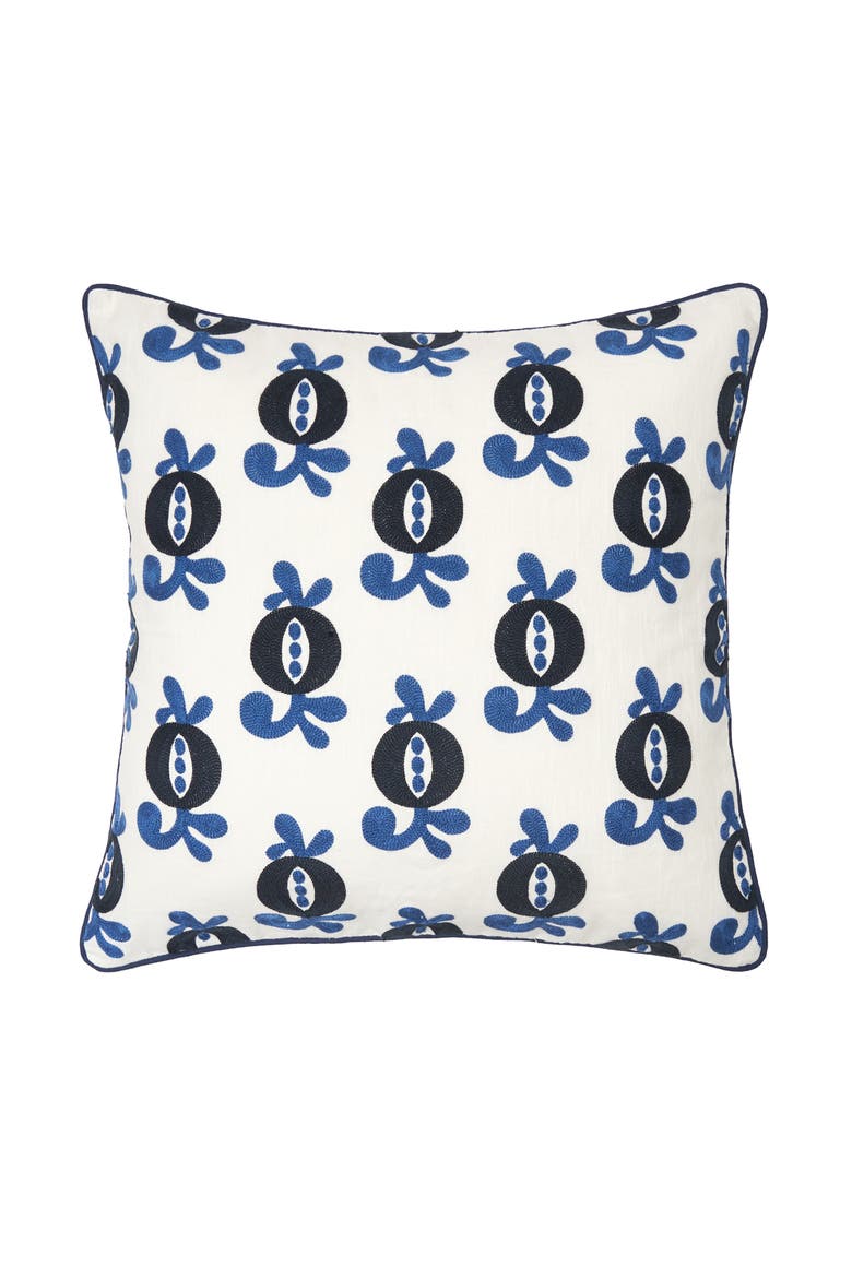 Colonial Williamsburg Georgie Chain Stitch Throw Pillow, 22" x 22", Main, color, Blue