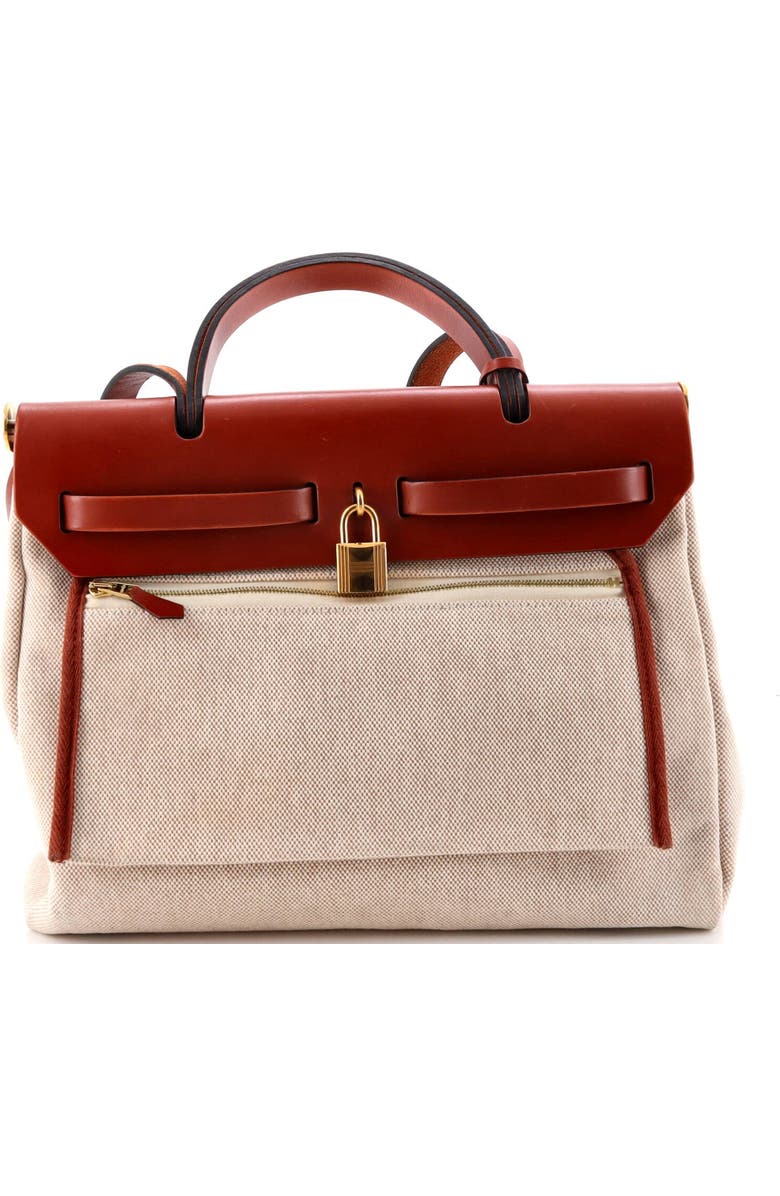 Pre-Owned Hermes Herbag Zip Relief Brides de Gala Toile and Leather 31, Alternate, color, Cuivre