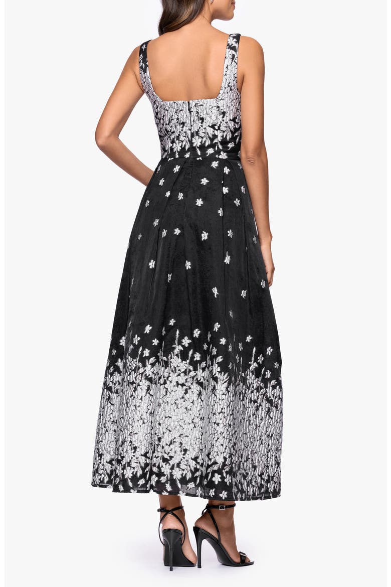 Metallic Floral Gown, Alternate, color, SILVER/ BLACK