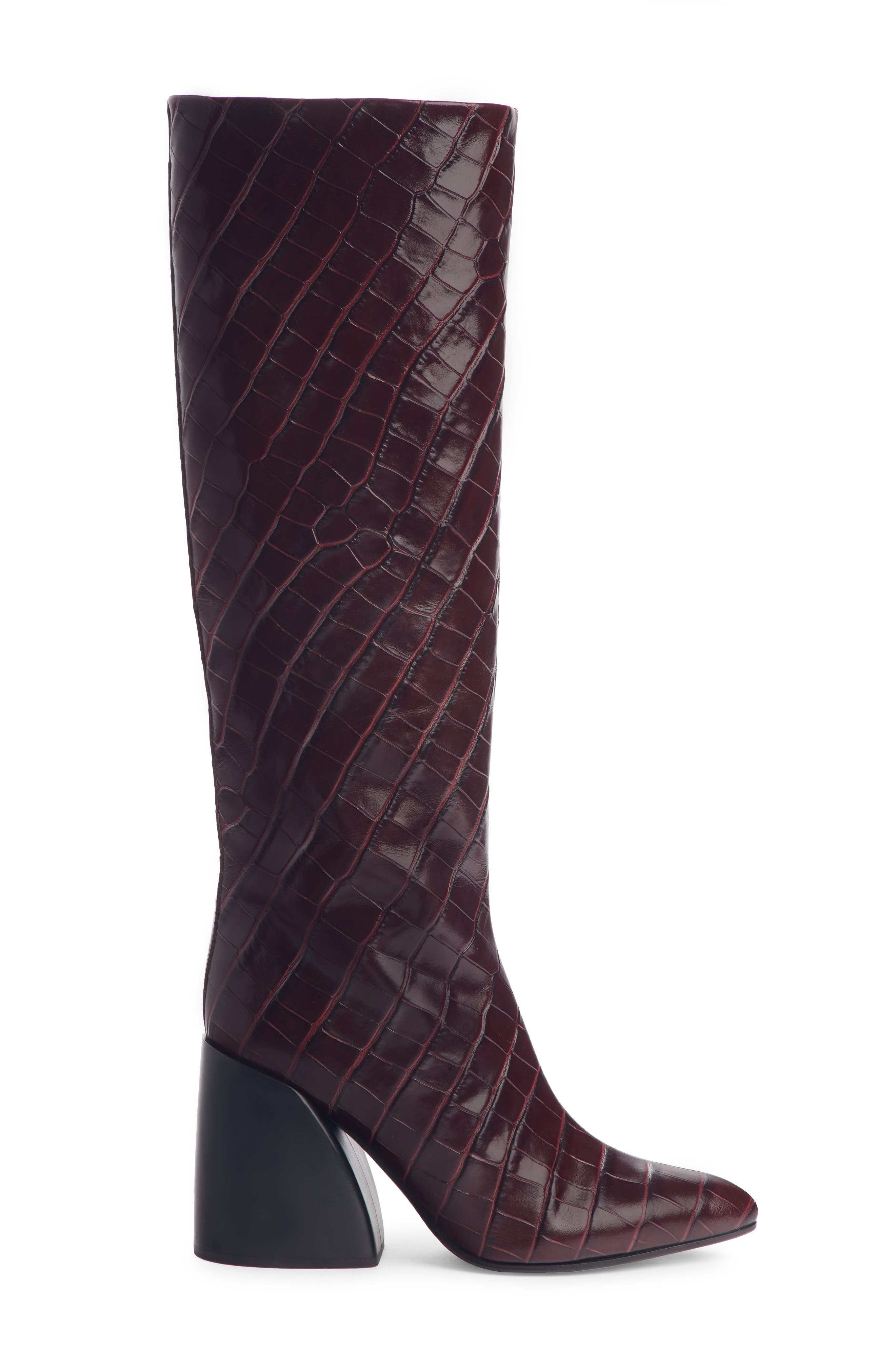 Chloé Wave Croc Embossed Knee High Boot, Alternate, color, 