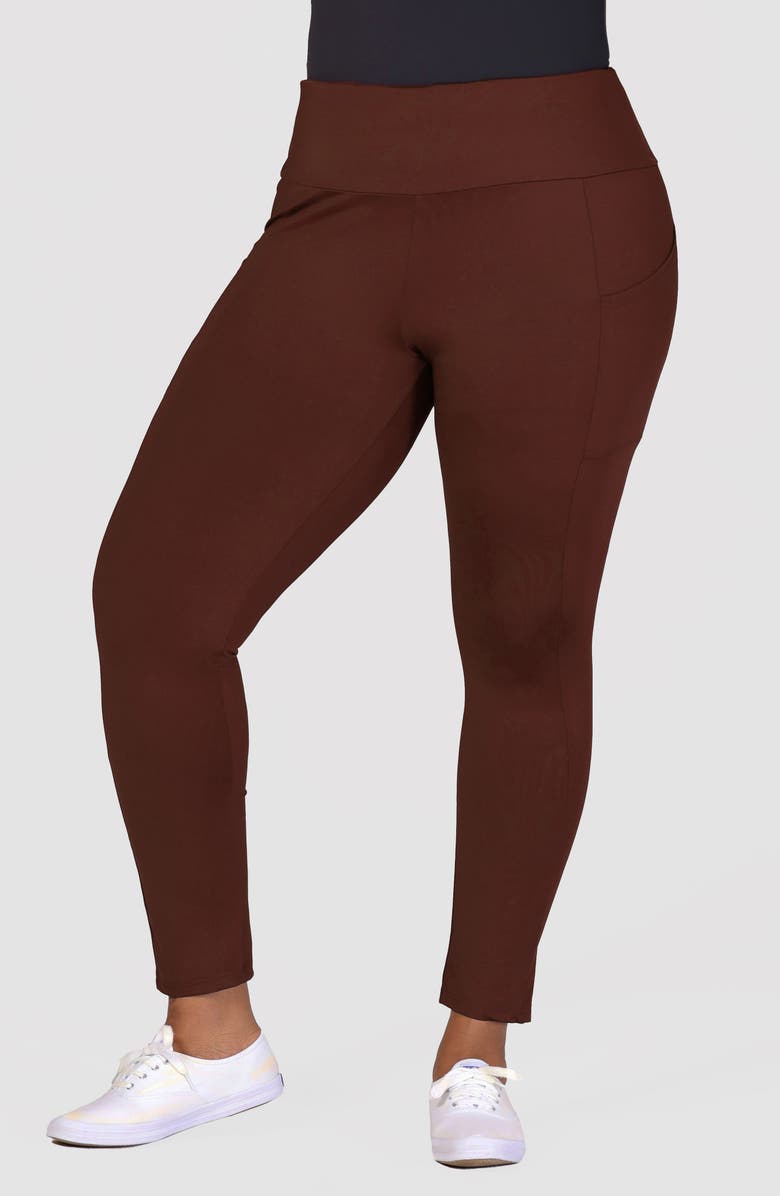 24seven Comfort Apparel Ankle Length Pocket Leggings, Main, color, Brown