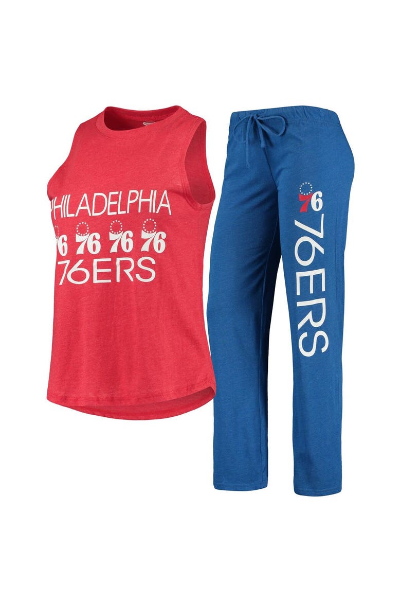 Women's Concepts Sport Royal/Red Philadelphia 76ers Tank Top & Pants Sleep Set, Main, color, Heather Red