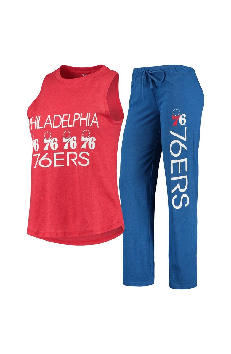 CONCEPTS SPORT Women's Concepts Sport Royal/Red Philadelphia 76ers Tank Top & Pants Sleep Set, Main, color, Heather Red