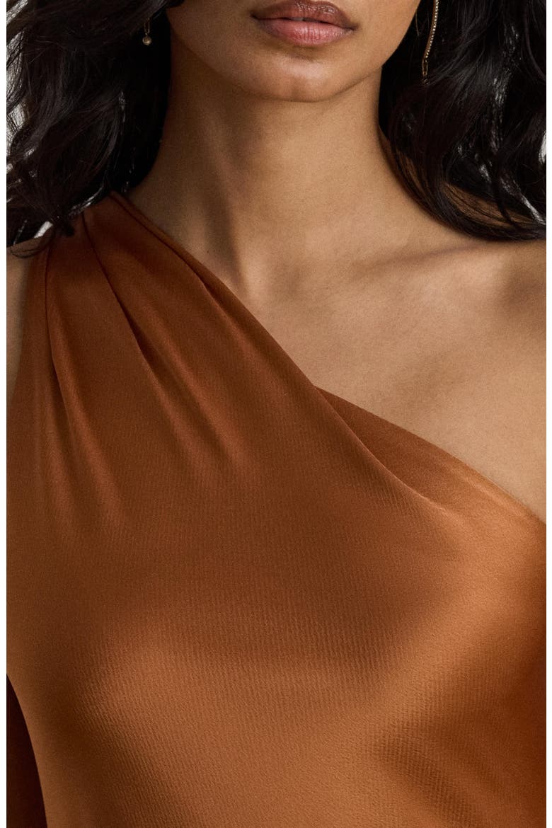 Satin Charmeuse One-Shoulder Gown, Alternate, color, RED TERRACOTTA