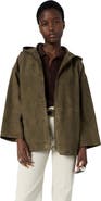 GERARD DAREL Tassya Zip-Up Hooded Suede Jacket