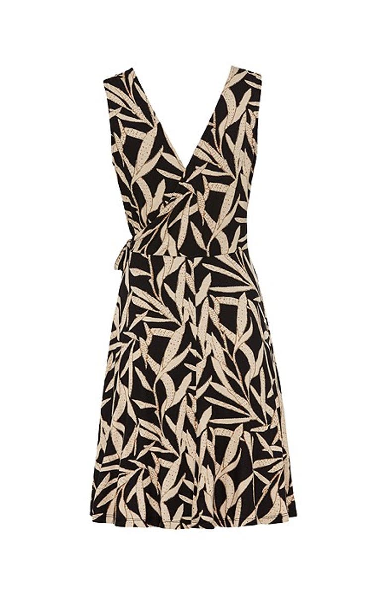 LASCANA Women's Wrap Look Dress, Alternate, color, Black & Taupe