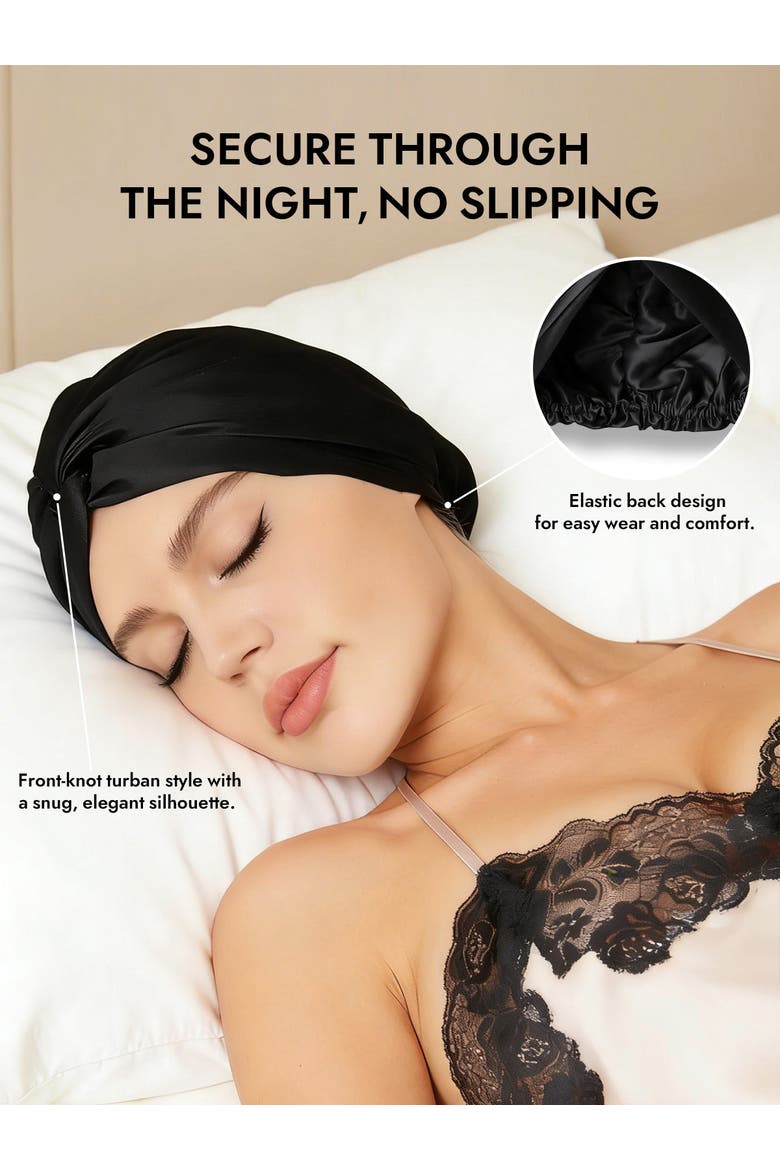Silk Bonnet & Scrunchie Set for Sleep & Styling, Alternate, color, Black