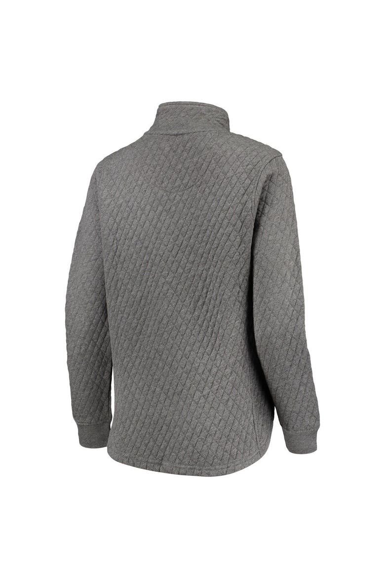 Women's Pressbox Heathered Gray/Black Iowa Hawkeyes Magnum Quilted Quarter-Snap Pullover Jacket, Alternate, color, Heather Gray