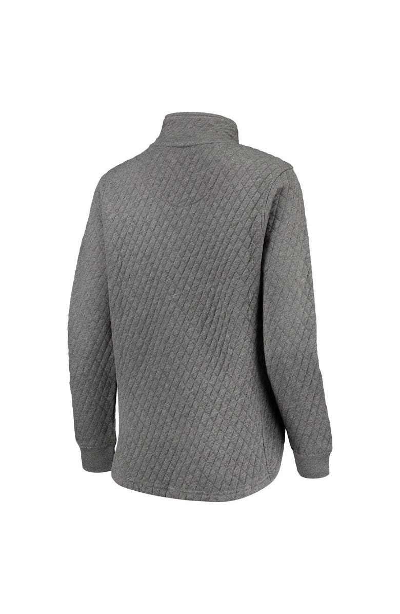 PRESSBOX Women's Pressbox Heathered Gray/Black Iowa Hawkeyes Magnum Quilted Quarter-Snap Pullover Jacket, Alternate, color,