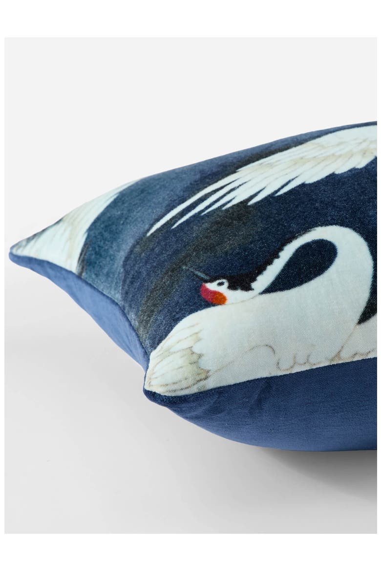 Small Crane In The Clouds Accent Pillow, Alternate, color, BARITONE BLUE