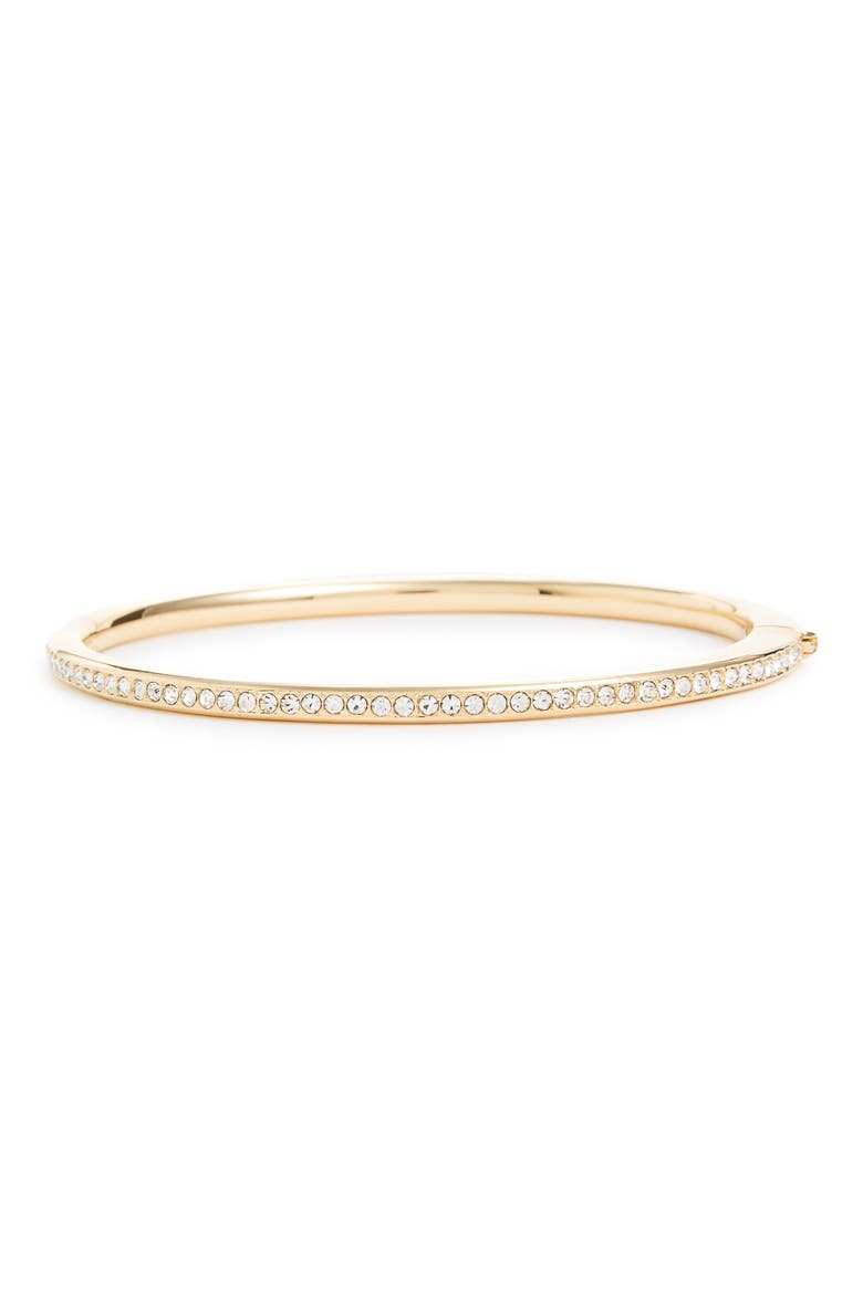 Channel Set Crystal Hinged Bangle, Main, color, GOLD/ CLEAR CRYSTAL