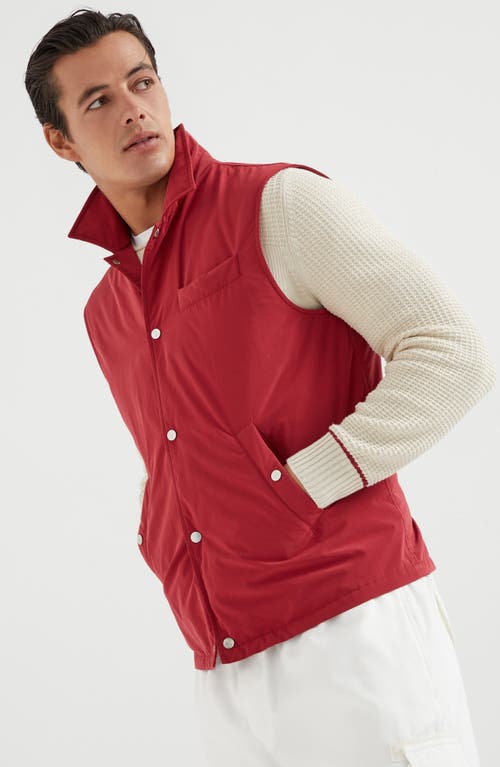 Brunello Cucinelli Microfiber Water-resistant Gilet In Red