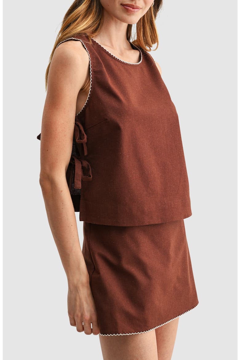 Cotton & Linen Mini Skort, Alternate, color, CHOCOLATE OATMEAL
