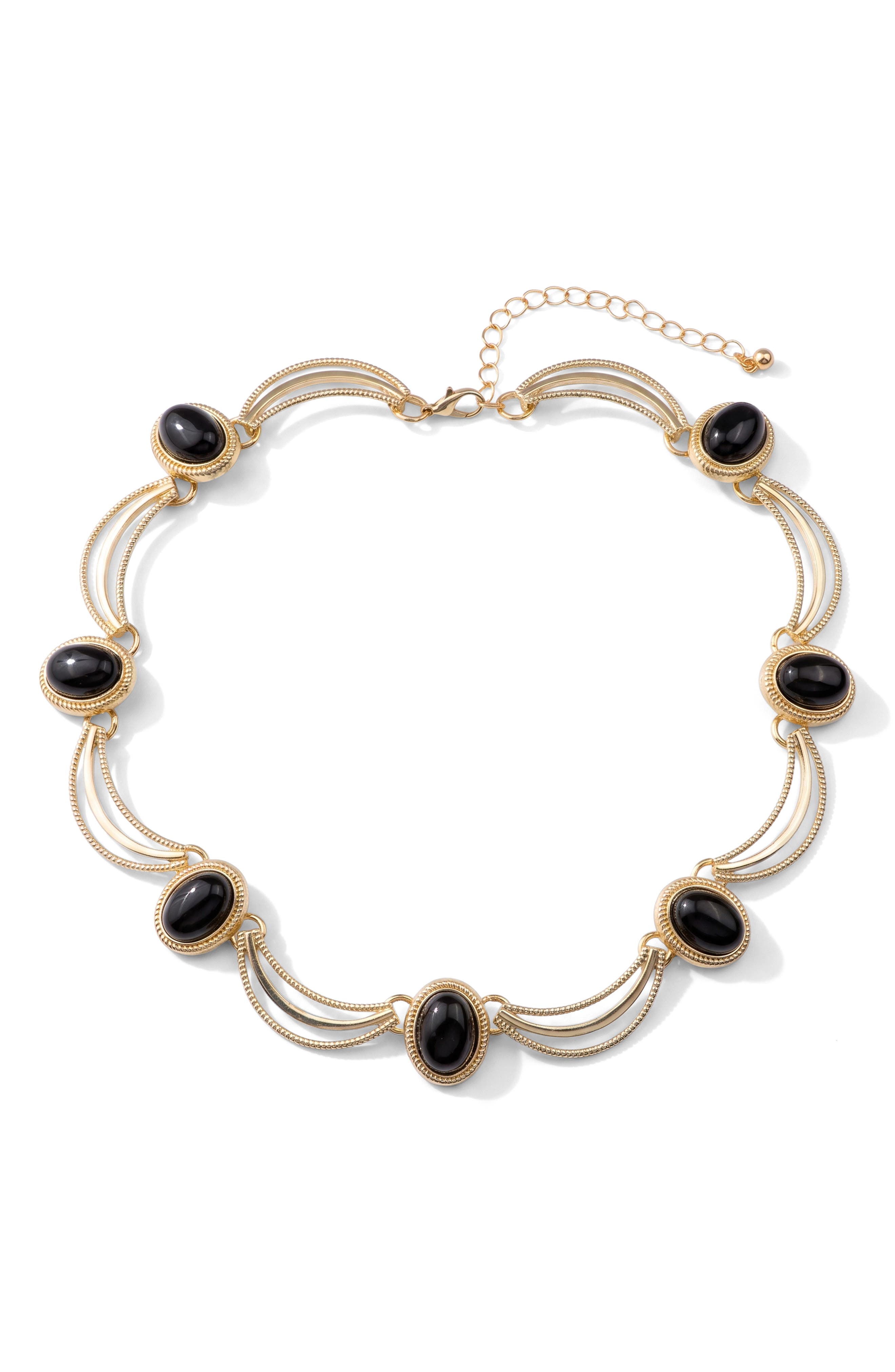 Vintage-Inspired Cabochon Striated Necklace