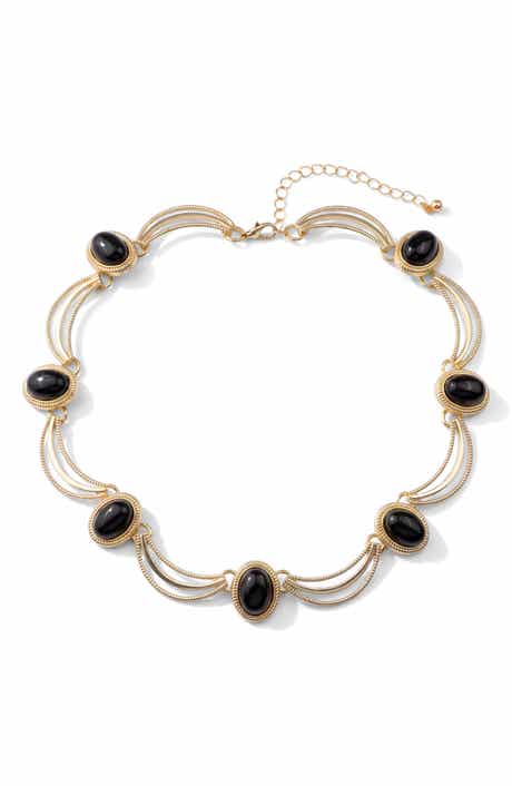 Vintage-Inspired Cabochon Striated Necklace