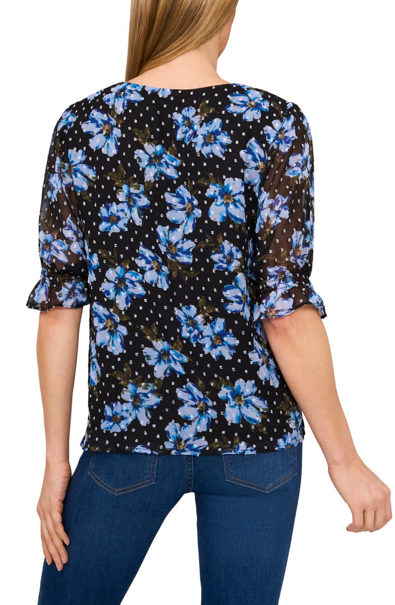 CeCe Print Ruffle Cuff Top, Alternate, color, 