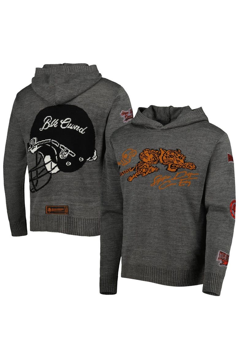 Men's Gray Cincinnati Bengals x BlaCkOWned Stripes Don't Come Easy Pullover Hoodie, Main, color, Gray