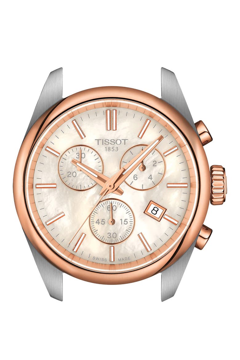 PR 100 Chronograph Two-Tone Bracelet Watch, 36mm, Alternate, color, WHITE MOTHER OF PEARL