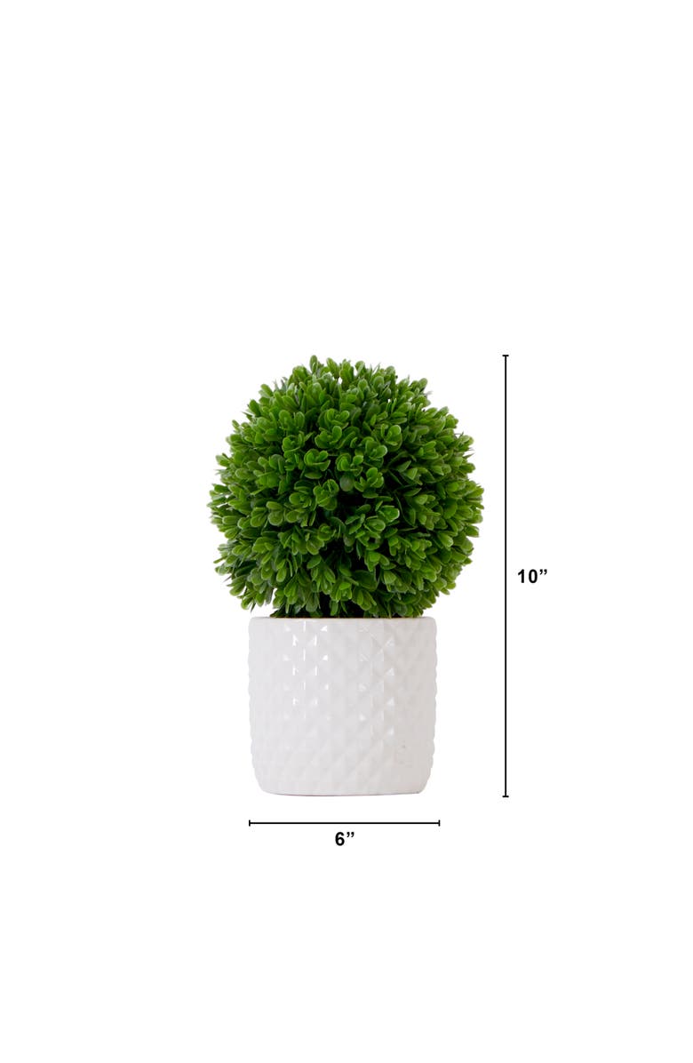 NEARLY NATURAL 10-in Artificial Boxwood Topiary Plant with Decorative Planter, Alternate, color, Green