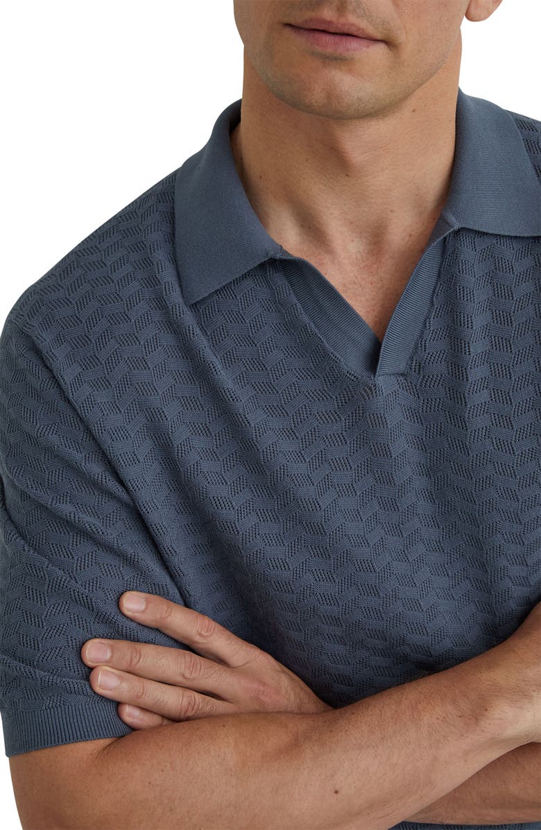 Reiss Sol Geo Open Stitch Knit Polo, Alternate, color, Airforce Blue