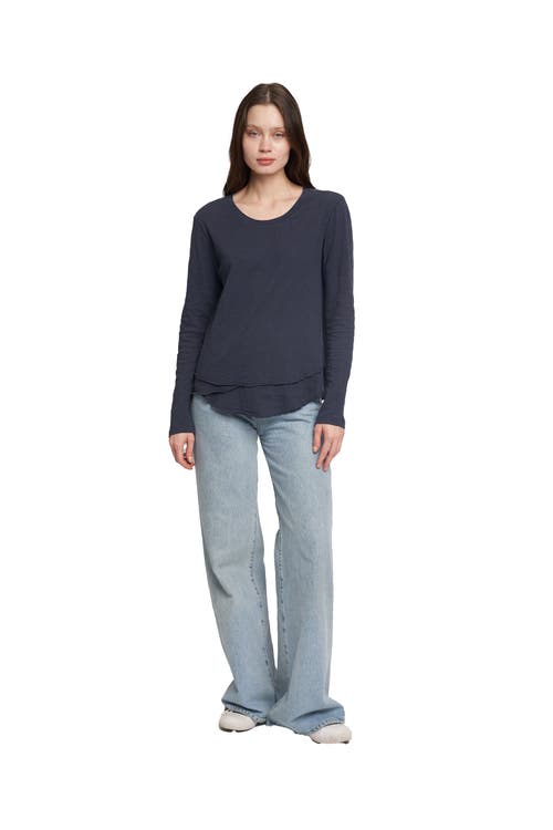 Wilt Clothing Long Sleeve Mock Layer Tee In Green
