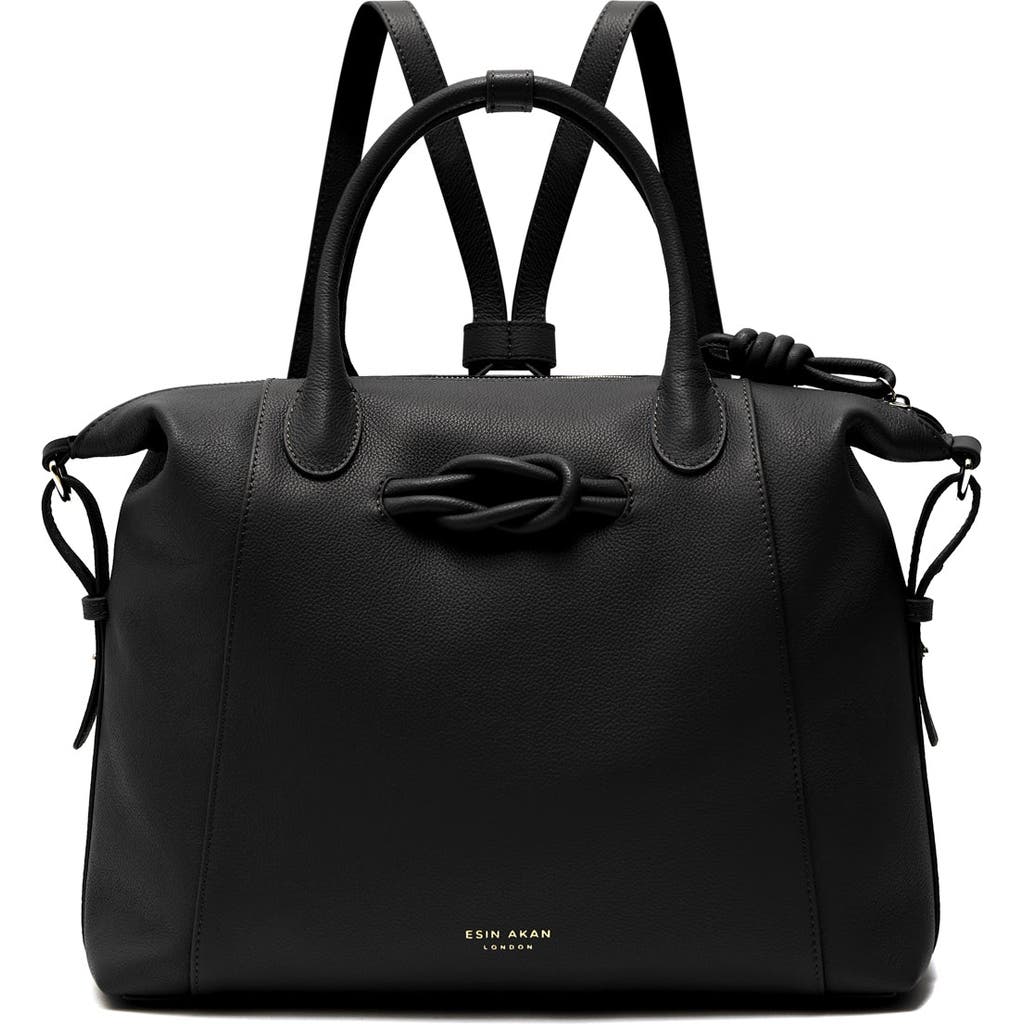 Esin Akan Wimbledon Large Leather Backpack Tote In Black