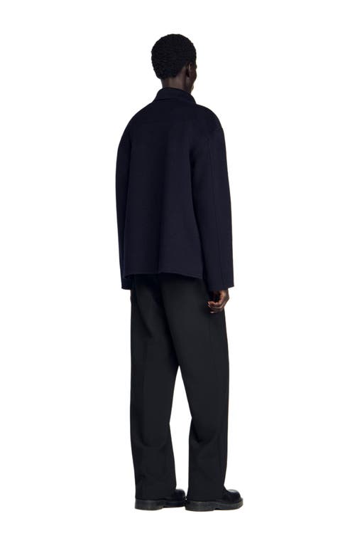 Sandro Zipped Overshirt In Black