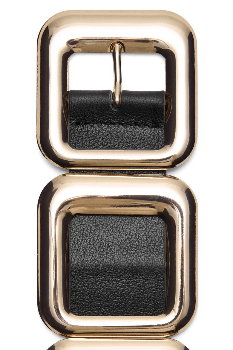 Square Hardware Leather Belt, Alternate, color, BLACK