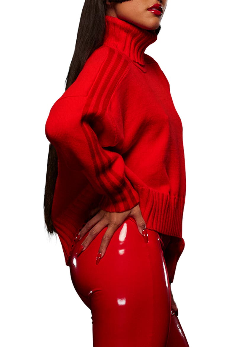 High/Low Turtleneck Sweater, Alternate, color, RED