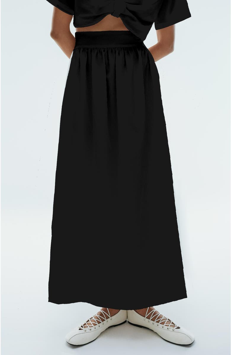 De Loreta Ariadna A-Line Cotton Midi Skirt, Main, color, Black