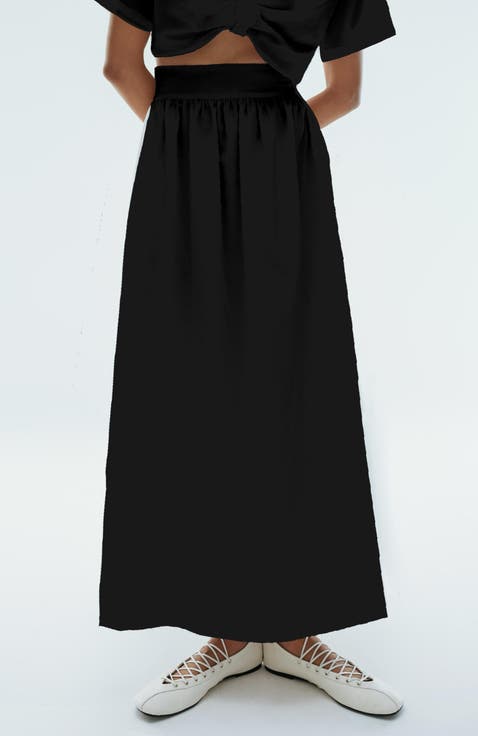 Ariadna A-Line Cotton Midi Skirt