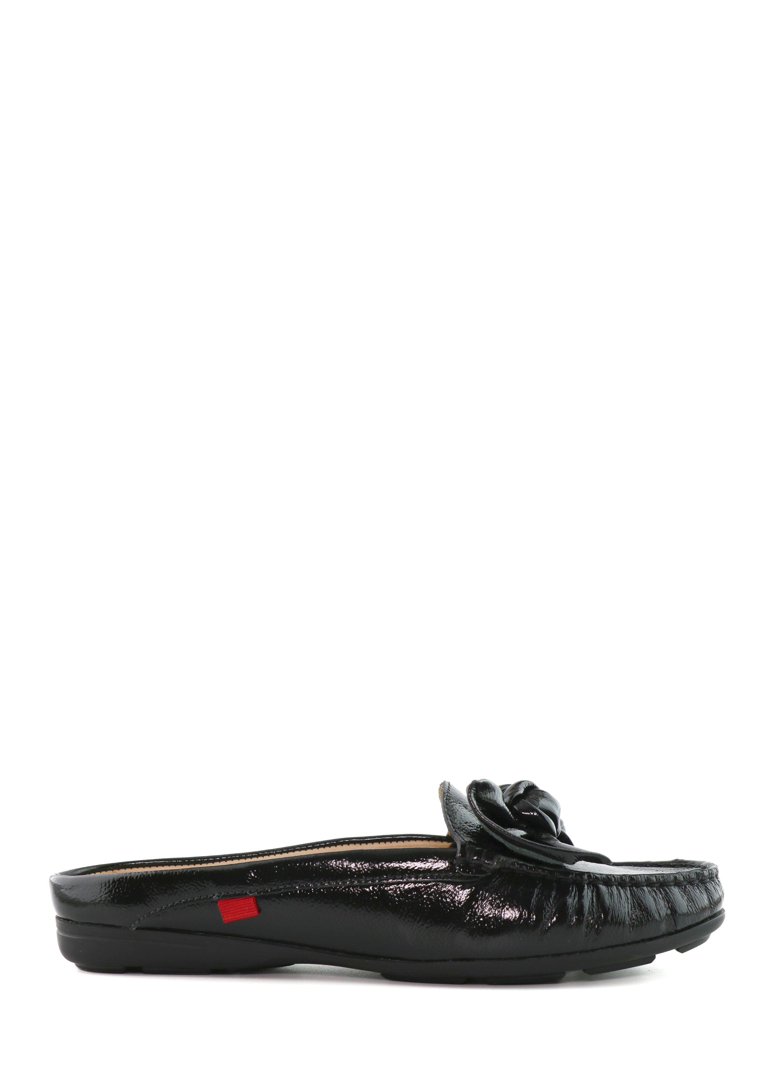 Marc Joseph New York Diane St Slip On Leather Bow Mule, Alternate, color, Black Svelte Patent