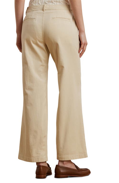 Ralph Lauren Lauren Wide Leg Cotton Twill Pants In Ivory Beige