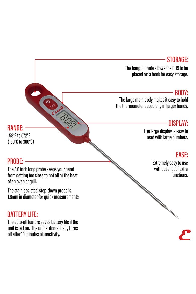 Digital Long Stem Thermometer, Alternate, color, Red