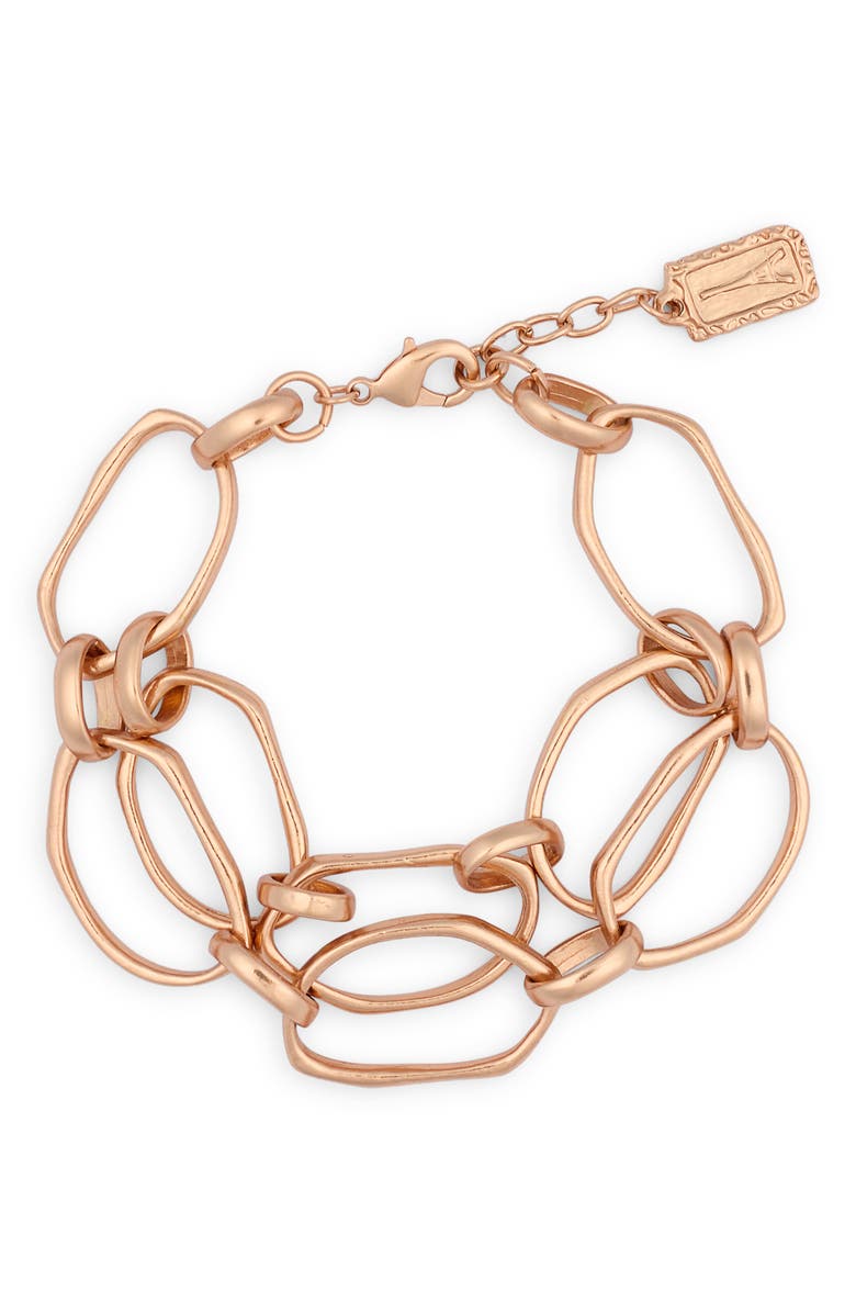 Karine Sultan Multilayer Chain Bracelet, Main, color, Rose Gold